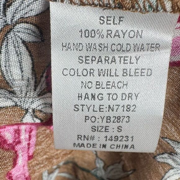 Kori America tropical print lace up tie front wide leg palazzo pants size small - Picture 6 of 7